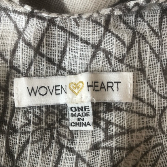 Woven Heart Gray and White Kimono One Size - Picture 4 of 4